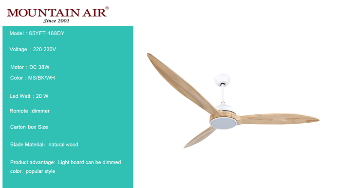 Ceiling Fan Light / Dimmable / 20W / Motor DC38W-3 Blade Ceiling Fan With Light--1709971681400