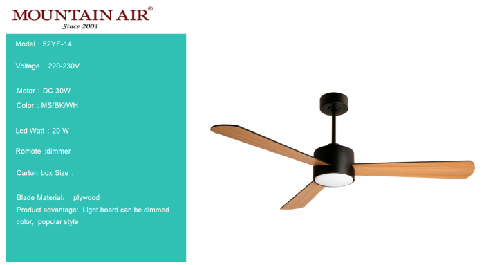 Ceiling Fan with Remote Control Dimmer - 220-230V, DC 30W Motor, Plywood Blades-Remote Control Ceiling Fan With Light--1709976671466