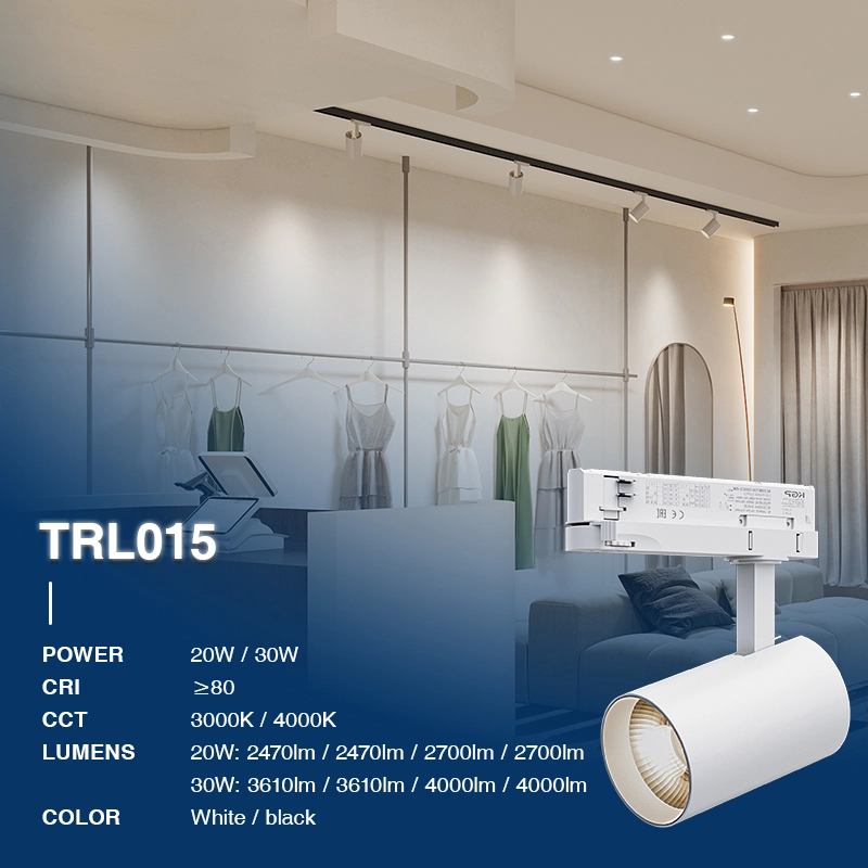 High Luminous Efficacy LED Track Light | 20W | 4000K | 36° | CRI≥80 | UGR≤19 | PF0.9 | 5-Year Warranty-Room Lighting--T1501B 1