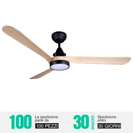 Ventilateur de plafond moderne à lame de bois 52YF-13 avec lumière LED dimmable avec télécommande - ventilateur de plafond à télécommande avec lumière - fana