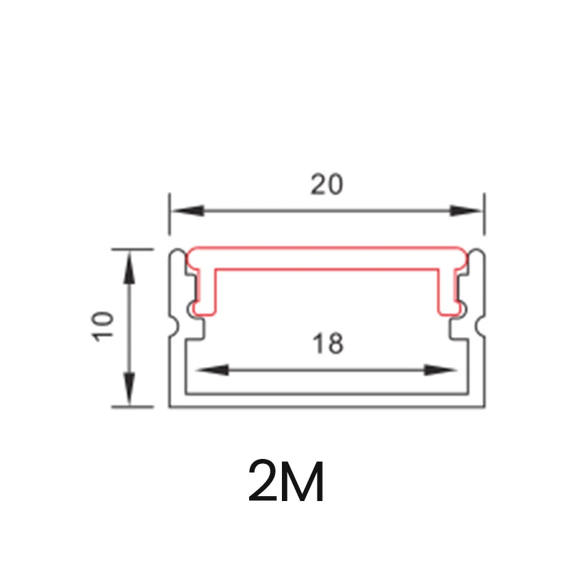 MS448 LED-Kanal, Breite 46 mm, Länge 2 m, passend für alle Lichtleisten – LED-Einbaukanal – 02