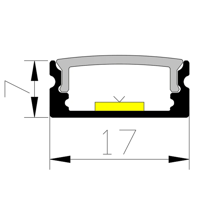 Алюминиевый профиль для светодиодов длиной 2 м и рассеивателем. Рассеиватель для светодиодной ленты 17 x 7 мм — 1707 A