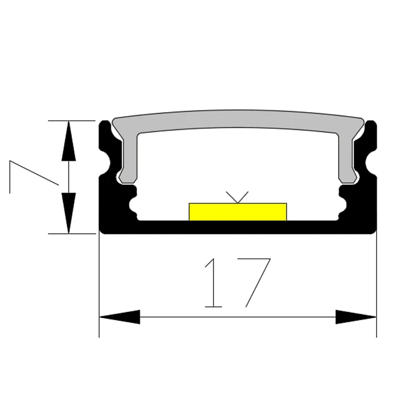 Profil Aluminium LED 2m dengan Penyebar Jalur LED 17 x 7 mm--1707 A