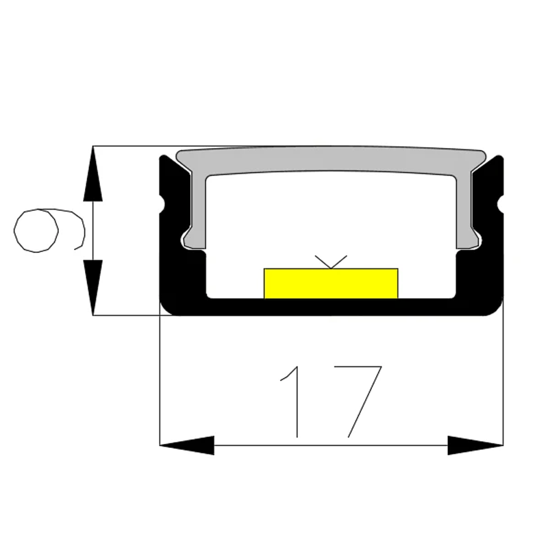 ഡിഫ്യൂസർ ഉള്ള LED പ്രൊഫൈൽ - 1709-1-LED സ്ട്രിപ്പ് ഡിഫ്യൂസർ--1709 6