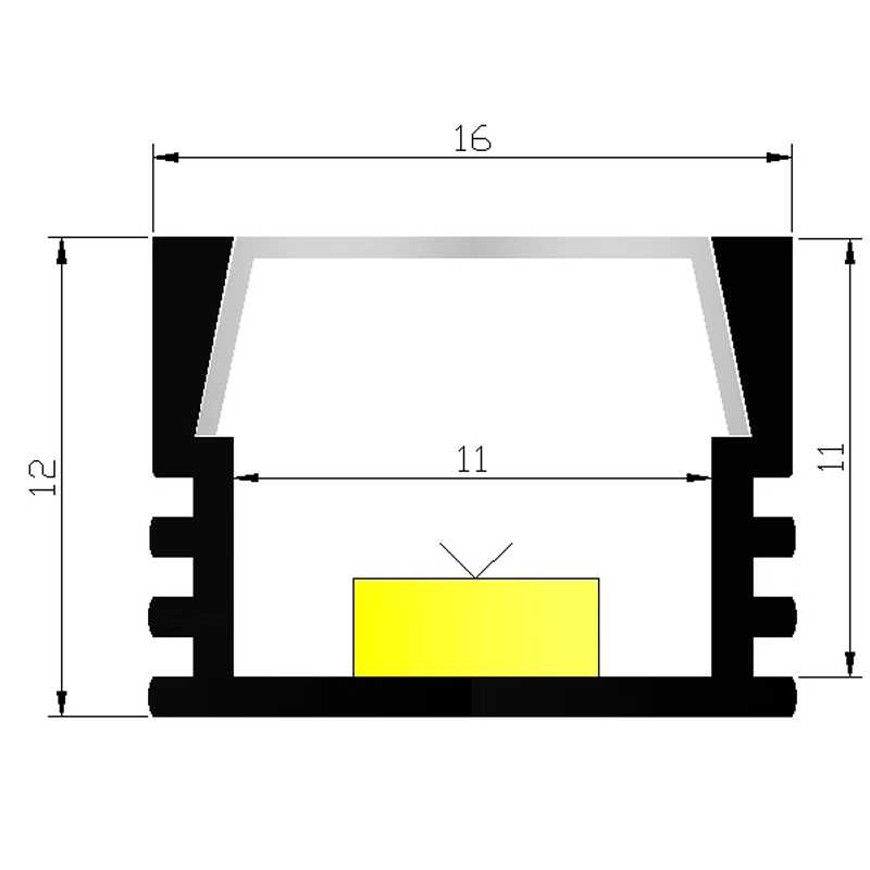 LED Profile with acrylic diffuser - 16121B-Ceiling LED channel--26