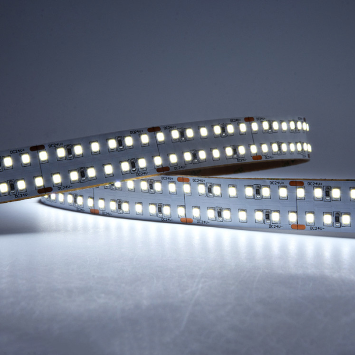 Tira de llum LED tallable per a l'exterior de doble fila 24V Llums de tira LED per a l'exterior -- Blanc fred i blanc